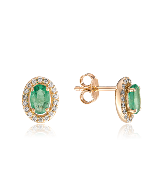 Gold earrings with emeralds and diamonds