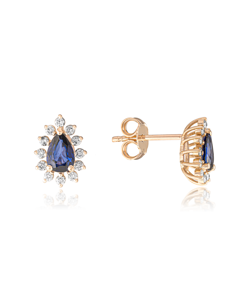 Gold earrings with sapphires and diamonds