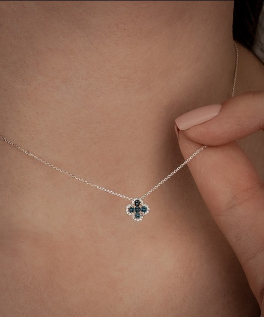 White Gold Chain With London Topazes and Diamonds