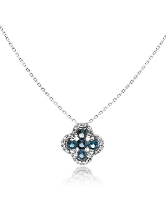 White Gold Chain With London Topazes and Diamonds