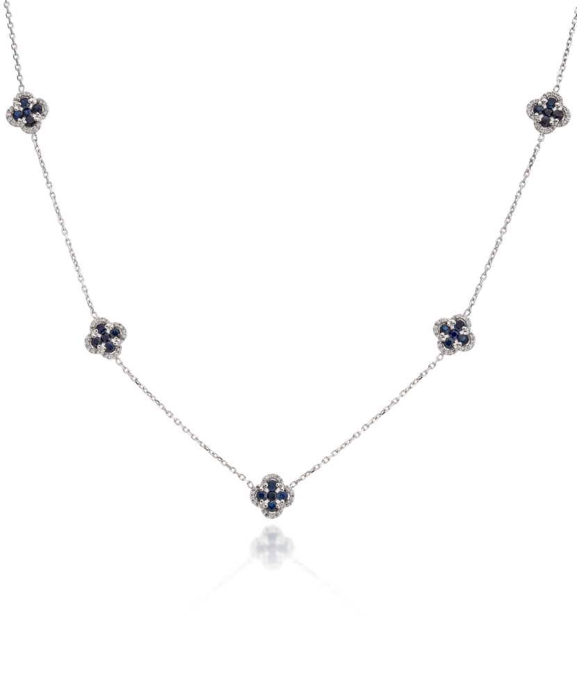 White gold chain with sapphires and diamonds