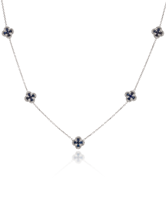 White gold chain with sapphires and diamonds