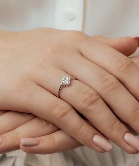 White gold ring with diamonds