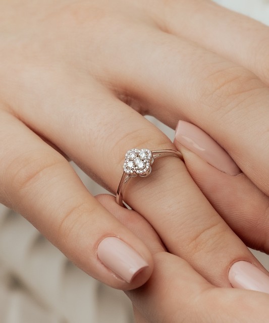 White gold ring with diamonds