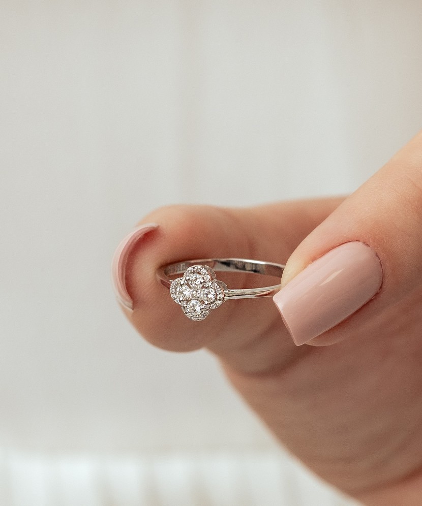 White gold ring with diamonds