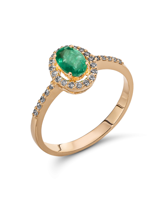Gold ring with emerald and diamonds