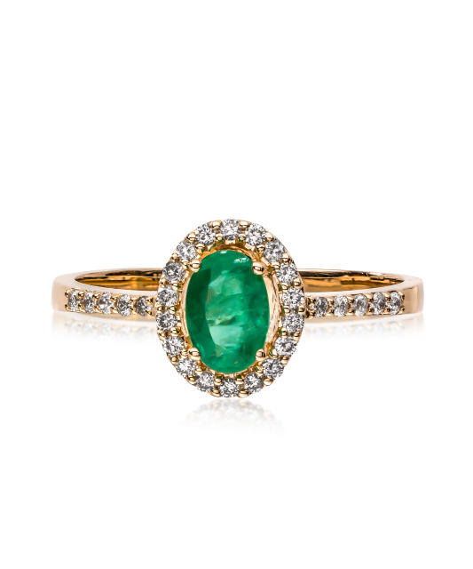 Gold ring with emerald and diamonds