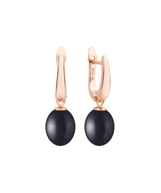 Gilded sterling silver earrings with pearls