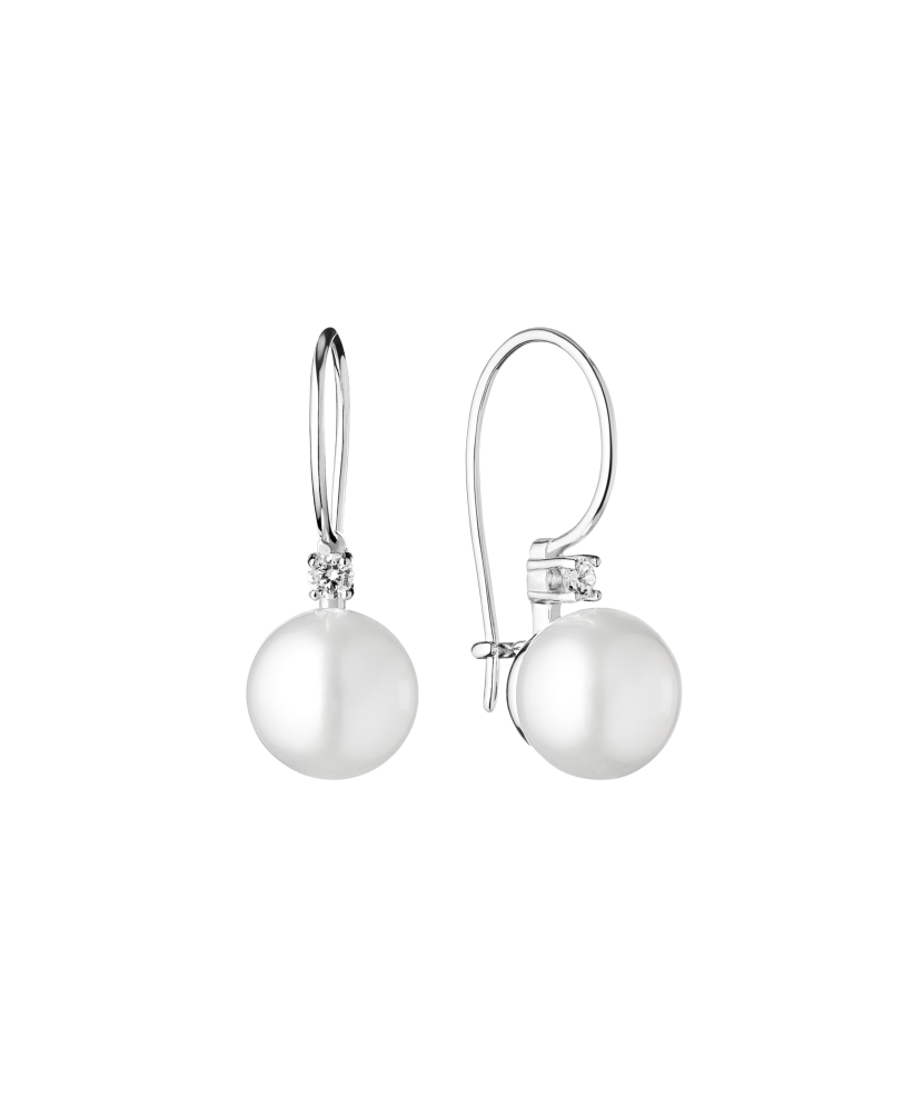 Sterling silver earrings with pearls and zircons