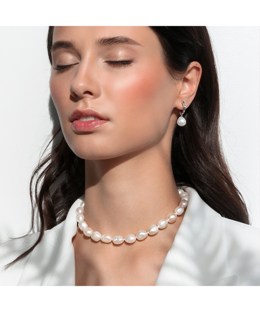 Sterling silver earrings with Edison pearls