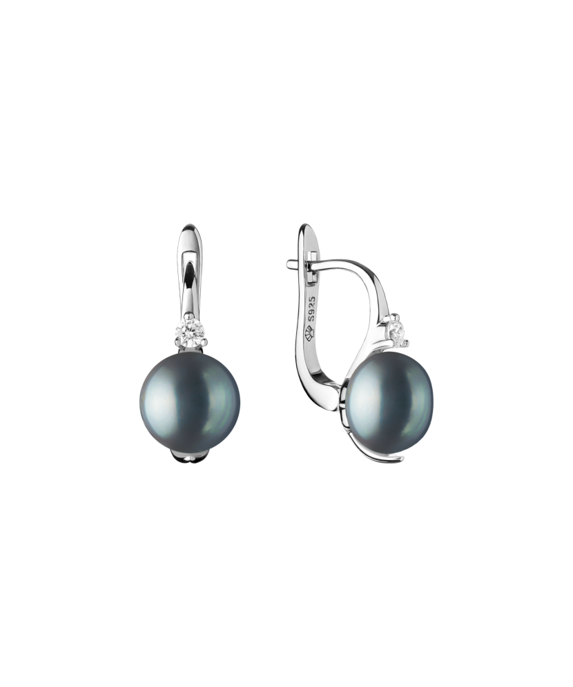Sterling silver earrings with pearls and zirconium
