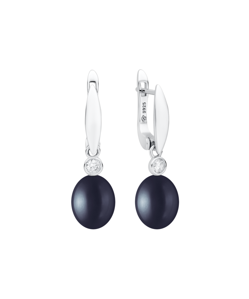 Sterling silver earrings with pearls and zircons