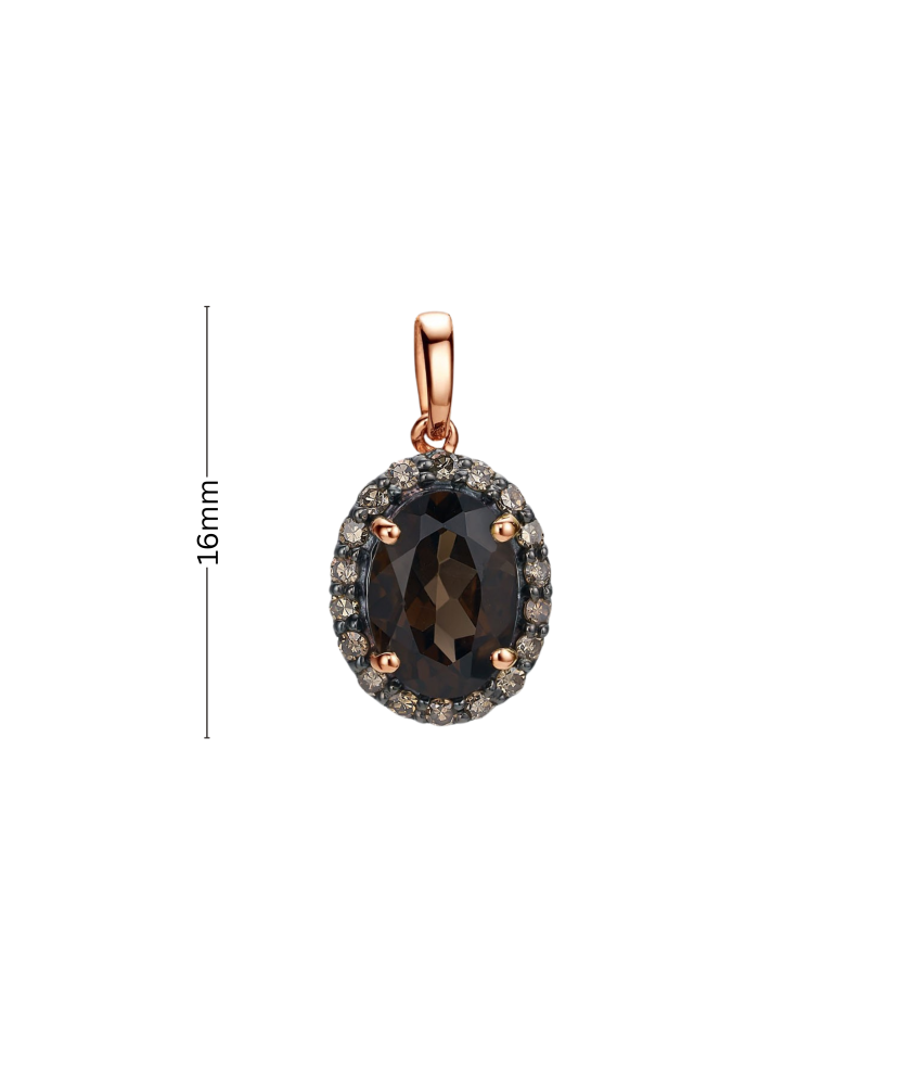 Gold pendant with diamonds and smoky quartz