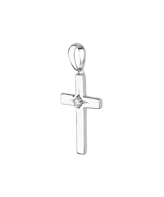White gold chain with diamonds "Cross"