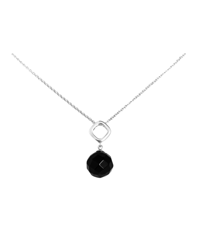 Sterling silver chain with onyx pendant