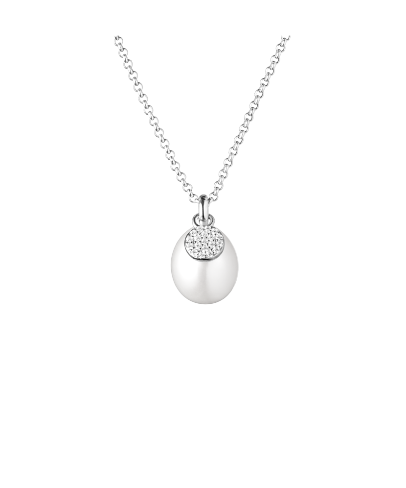 Sterling silver chain with pearl pendant and zircons