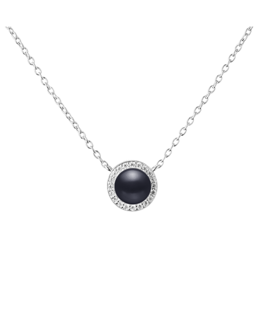 Sterling silver pendant with pearl and zircons