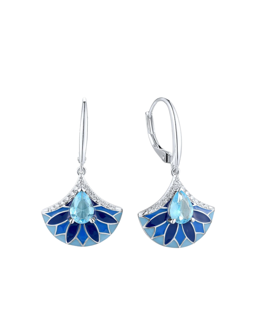 Sterling silver earrings with enamel and zircons