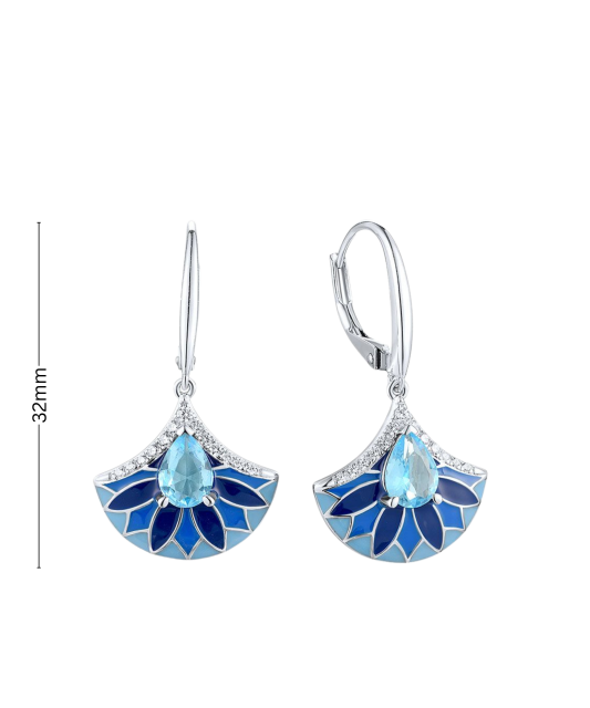 Sterling silver earrings with enamel and zircons