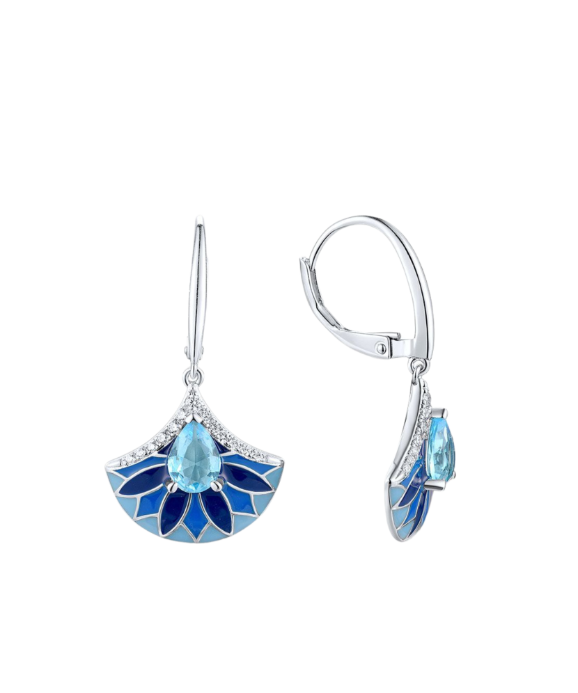 Sterling silver earrings with enamel and zircons