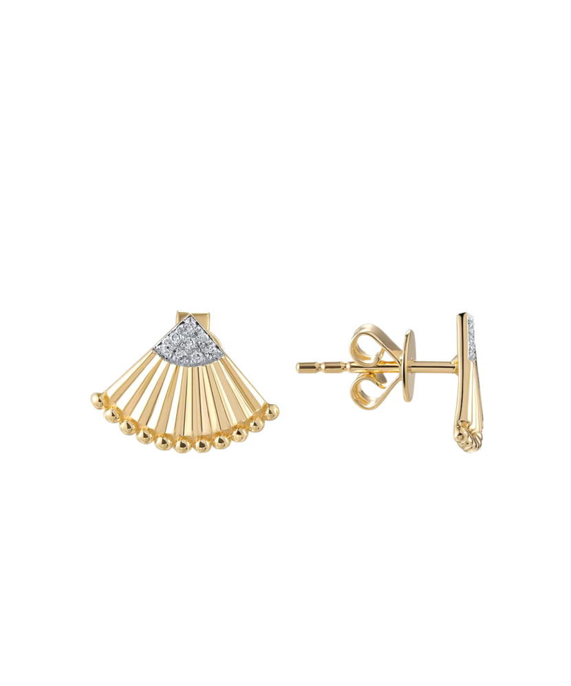 Keltaiset kultaiset korvakorut timanteilla