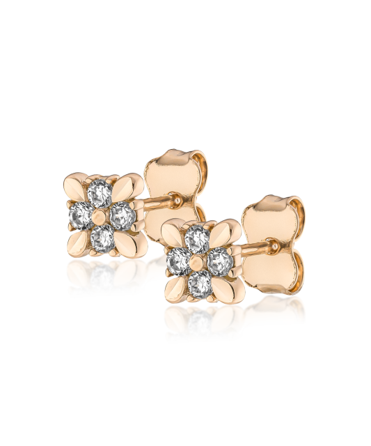 Gold earrings with zircons