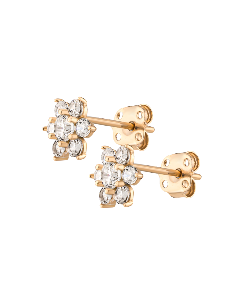 Gold earrings with zircons