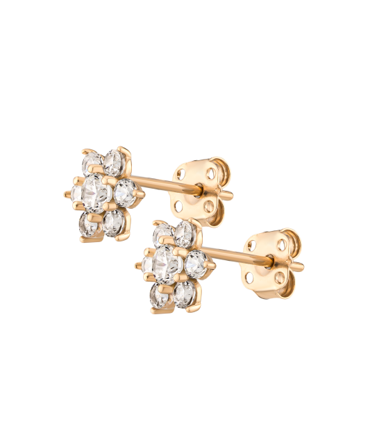 Gold earrings with zircons