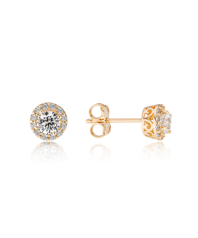 Gold earrings with zircons