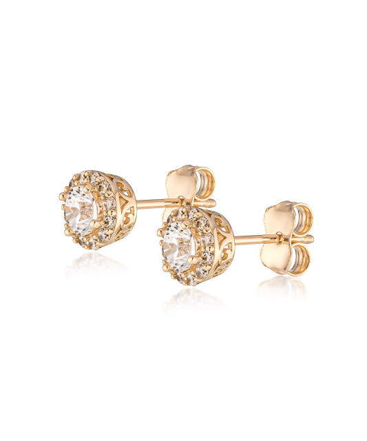 Gold earrings with zircons