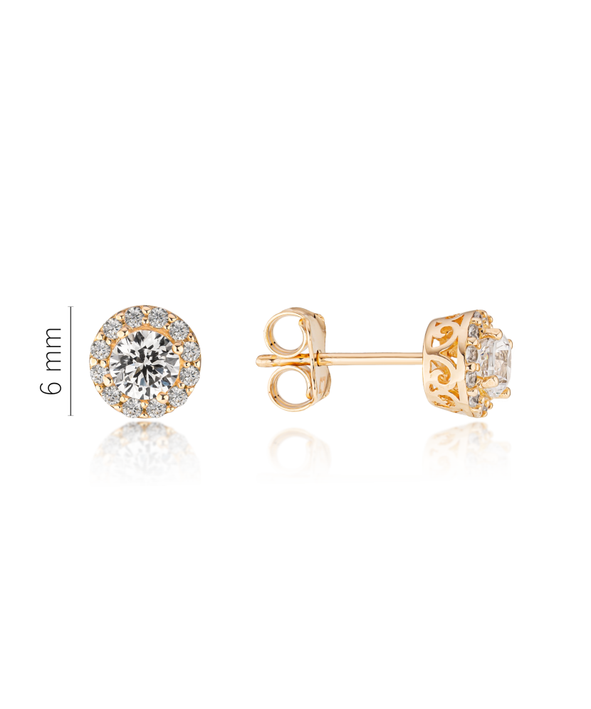 Gold earrings with zircons