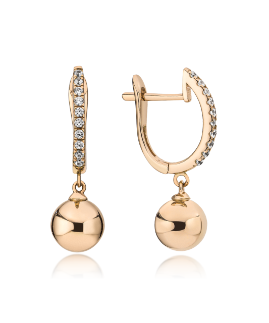 Gold earrings with zircons