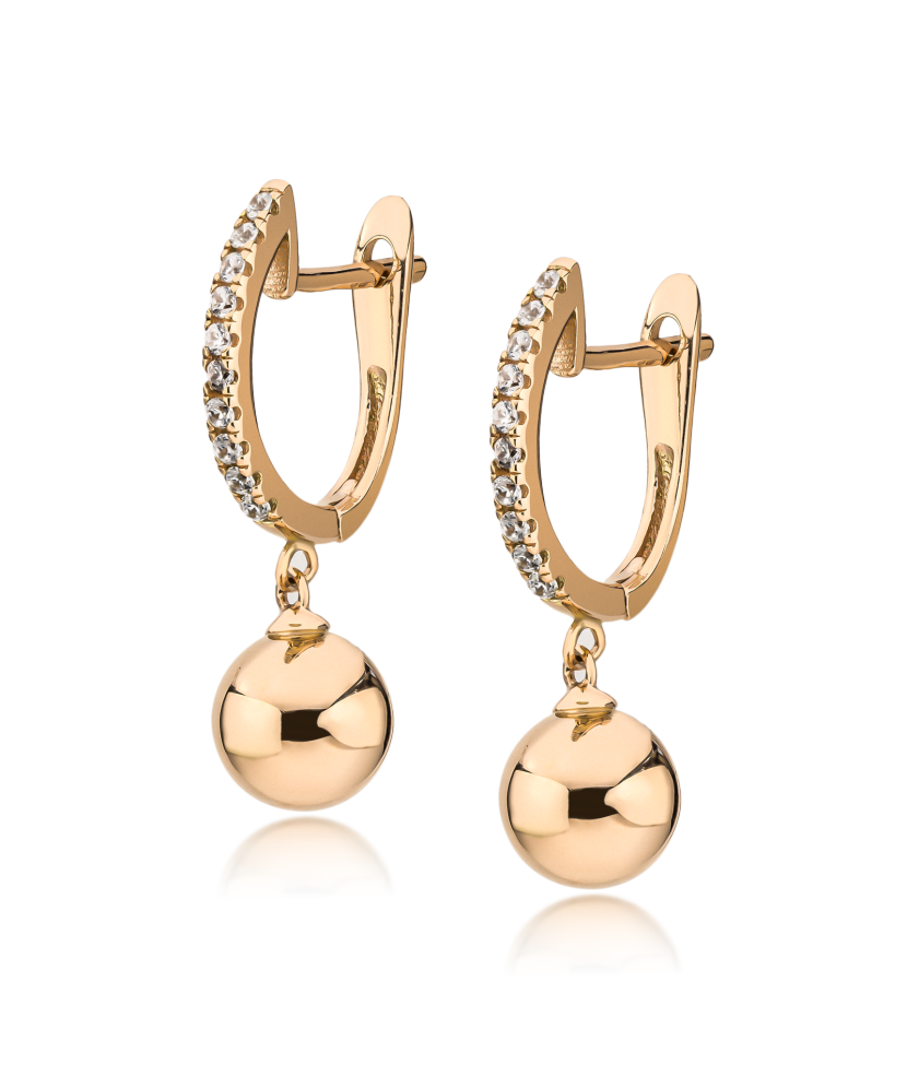 Gold earrings with zircons
