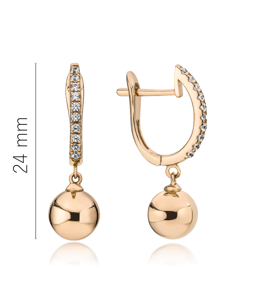 Gold earrings with zircons