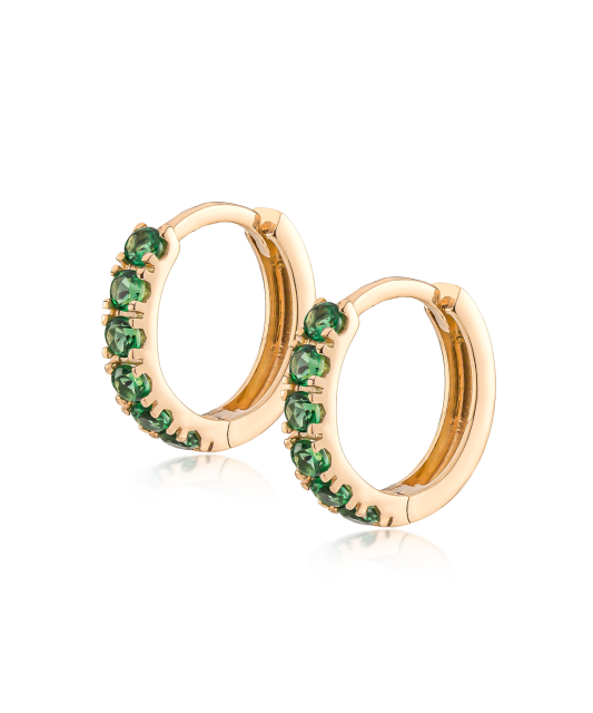 Gold children's earrings with zircons