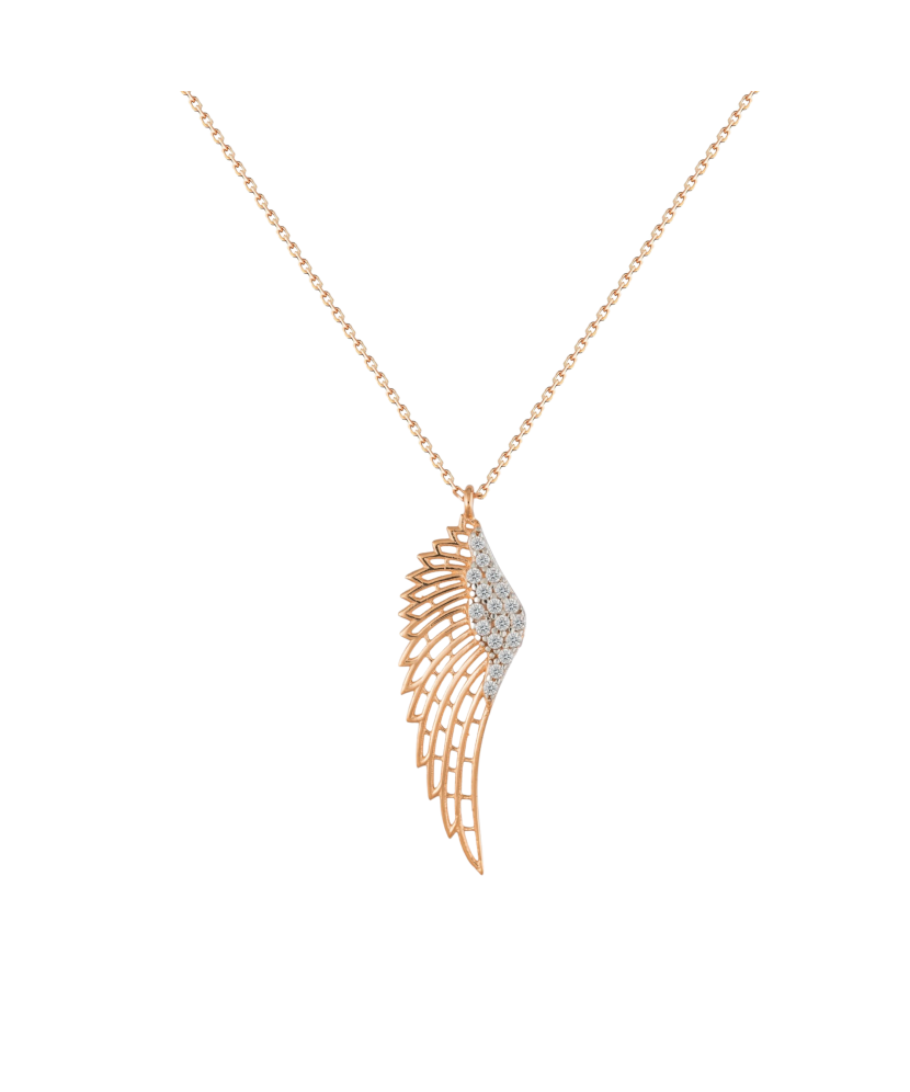 Gold chain with zirconium pendant "Angel wing"