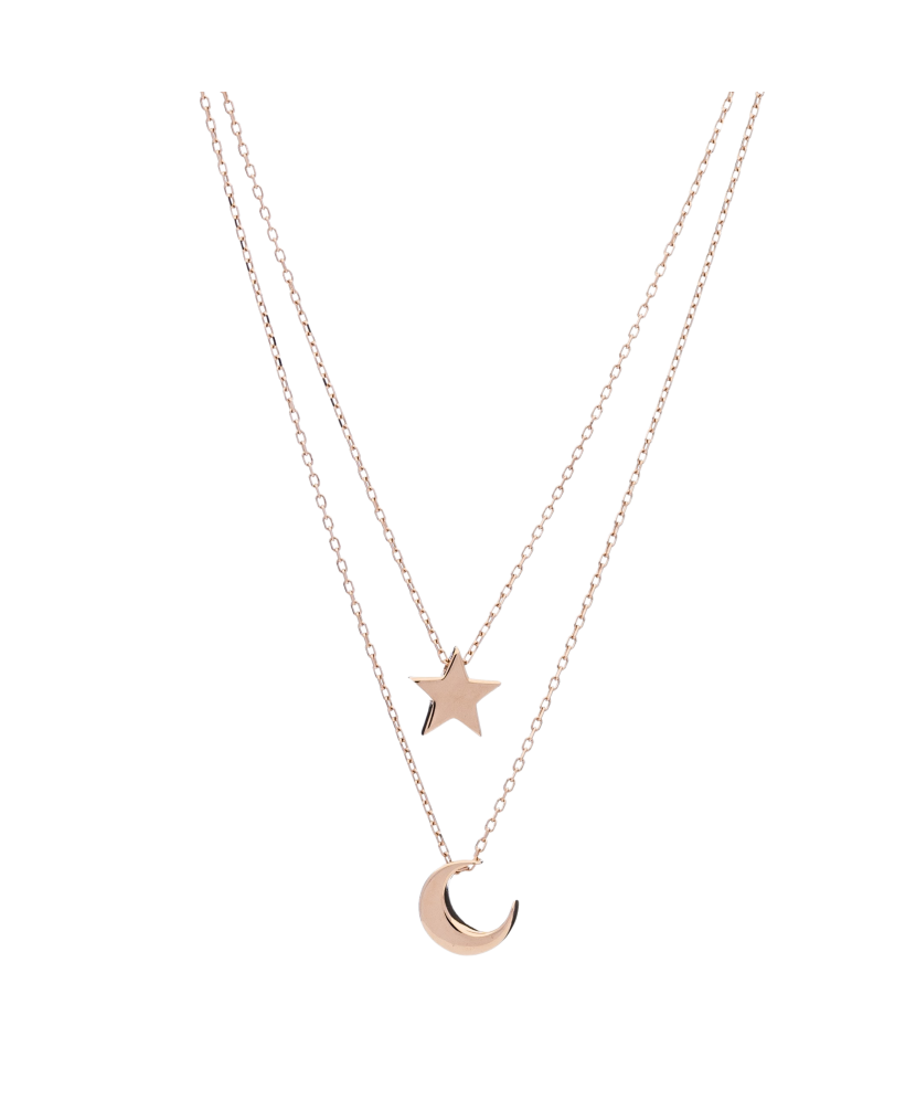 Double gold chain with pendants "star ir moon"