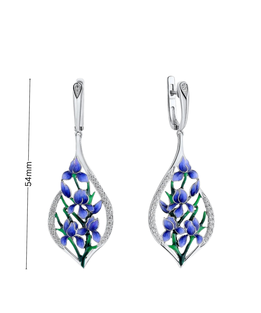 Sterling silver earrings with zircons and enamel