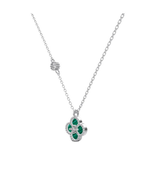 Sterling Silver chain with zircons and malachite