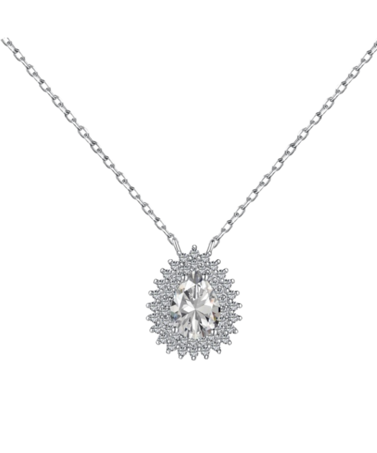 Sterling silver chain with zirconium pendant