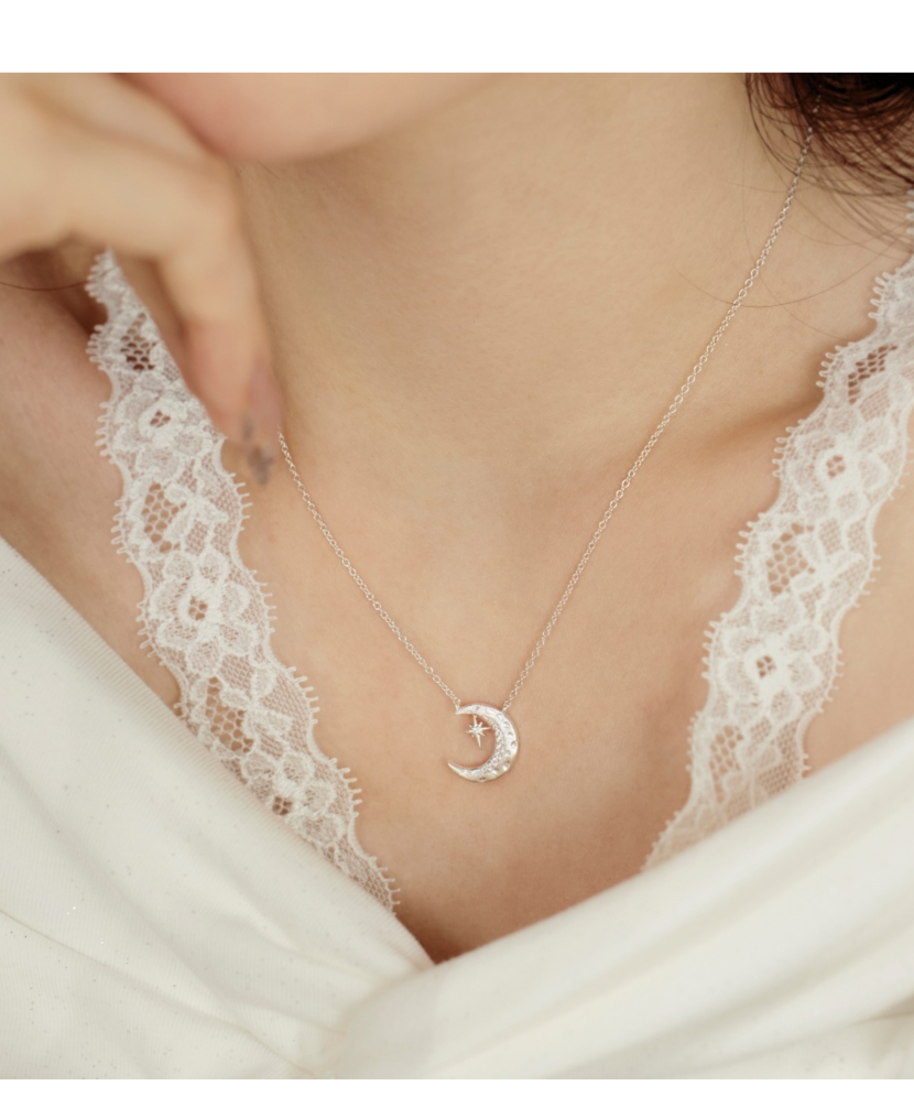 Sterling silver chain with zirconium pendant "Moon"