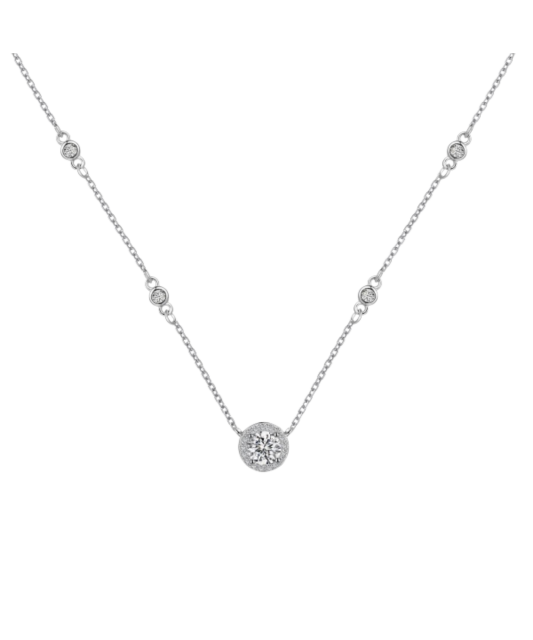 Sterling silver chain with zirconium pendant