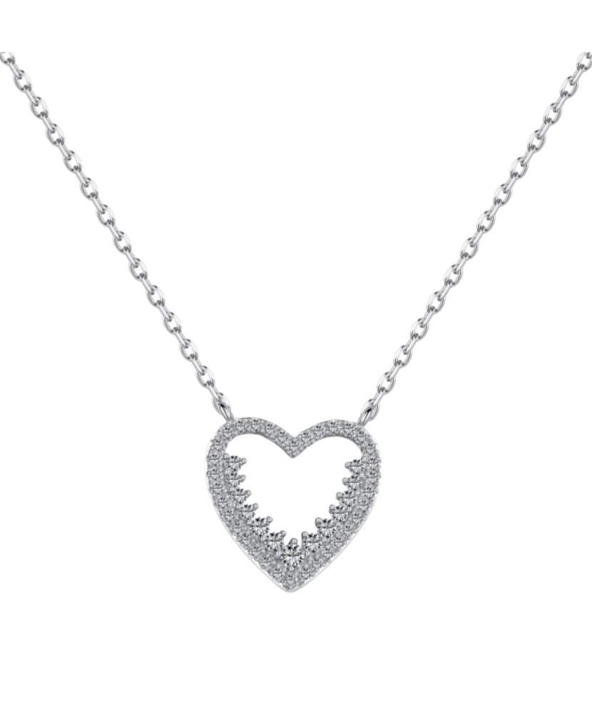 Sterling silver chain with zirconium pendant "heart"