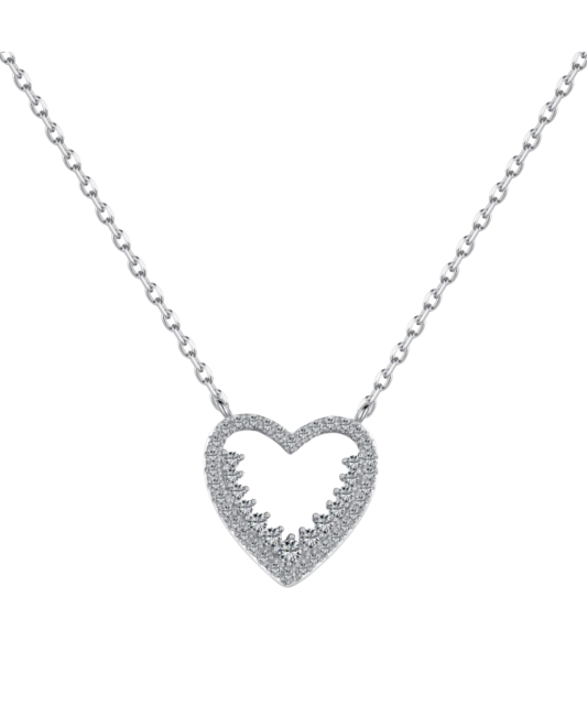 Sterling silver chain with zirconium pendant "heart"