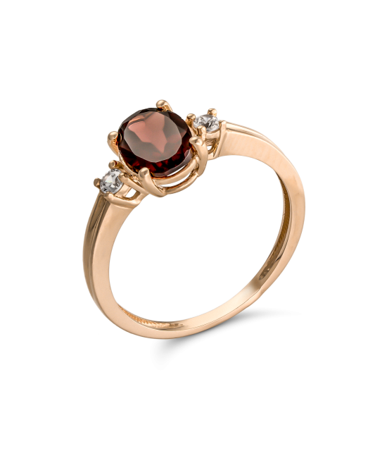 Gold ring with garnet and zircons