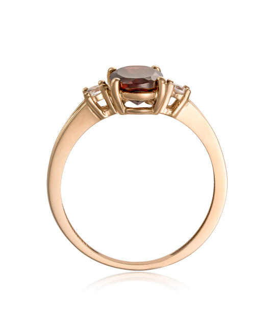 Gold ring with garnet and zircons