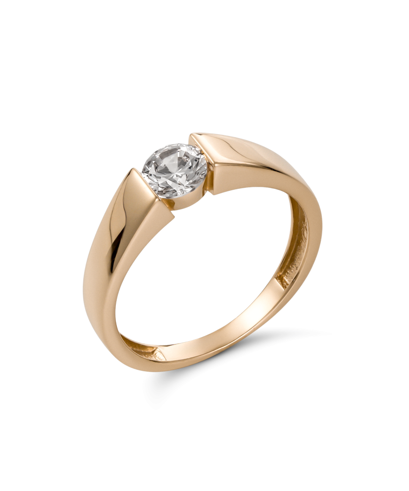 Gold ring with zirconium