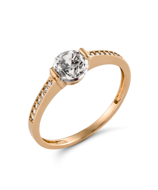 Gold ring with zircons