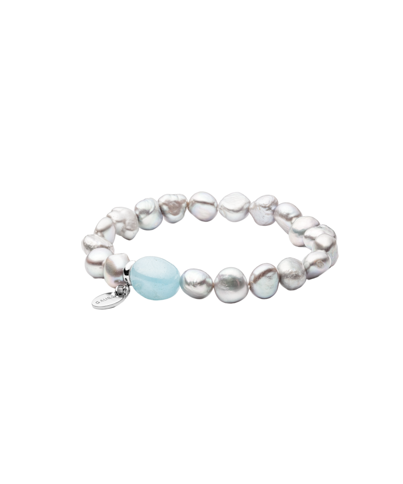 Pearl bracelet with aquamarine