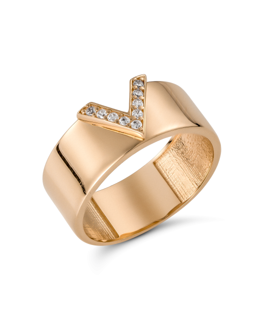 Gold ring with zircons